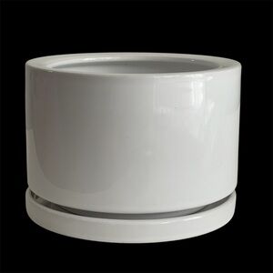 IKEA Ceramic Flower Pot with Drip Tray Modern Pure White Simple White